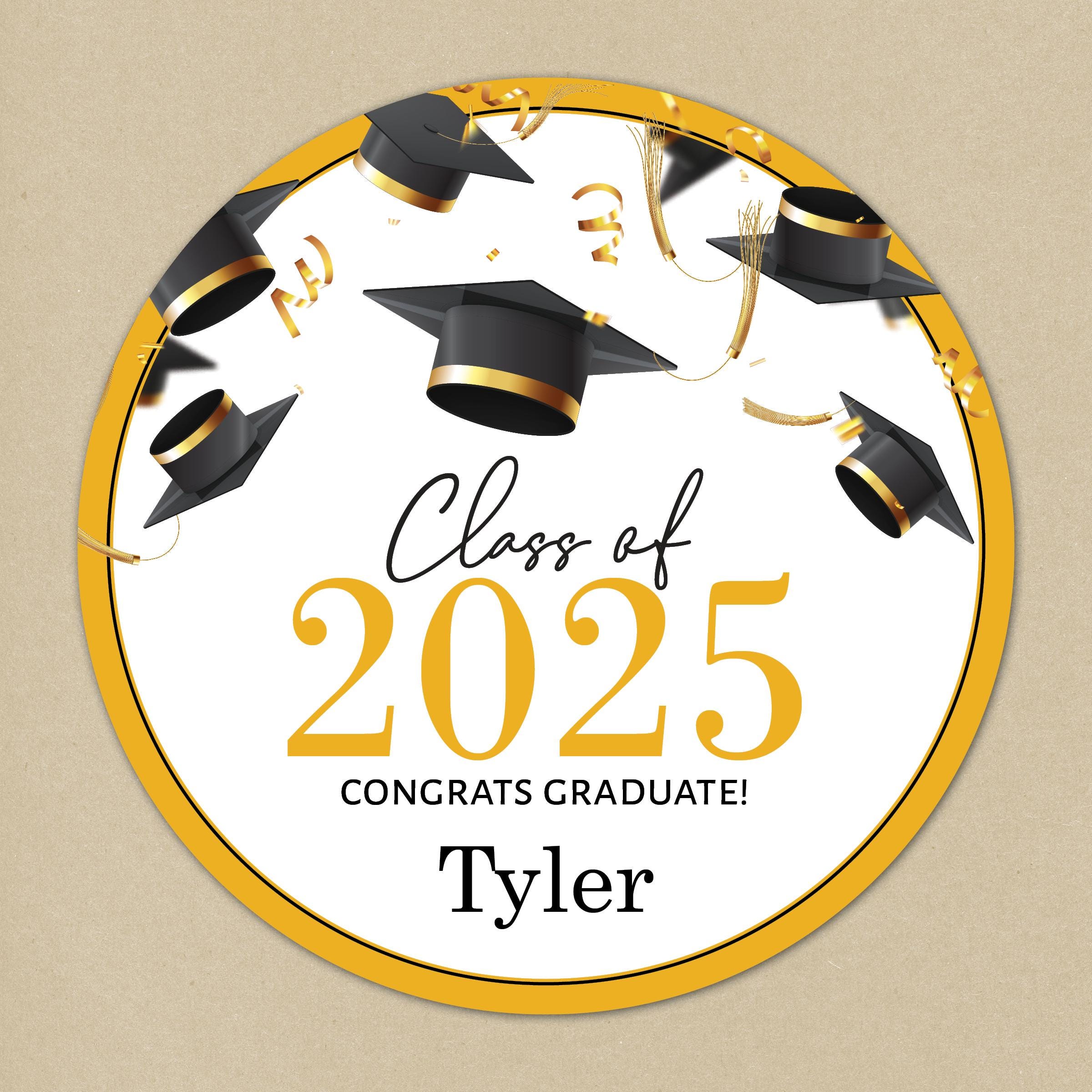 College Stickers Class Of 2025 Gold Foil Graduation Stickers - 120 Pack ...