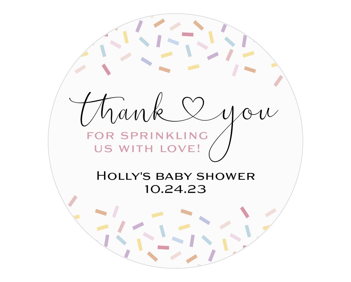 Sprinkle Container Sticker Baby Sprinkle Favor Stickers, Personalized Favor Labels, Thank You ...