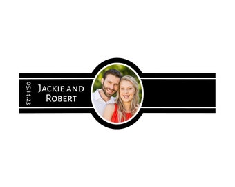 Custom Cigar Labels, Personalized Cigar Sticker Bands, Photo Wedding Favor, Picture Engagement Announcement, Anniversary Party Labels