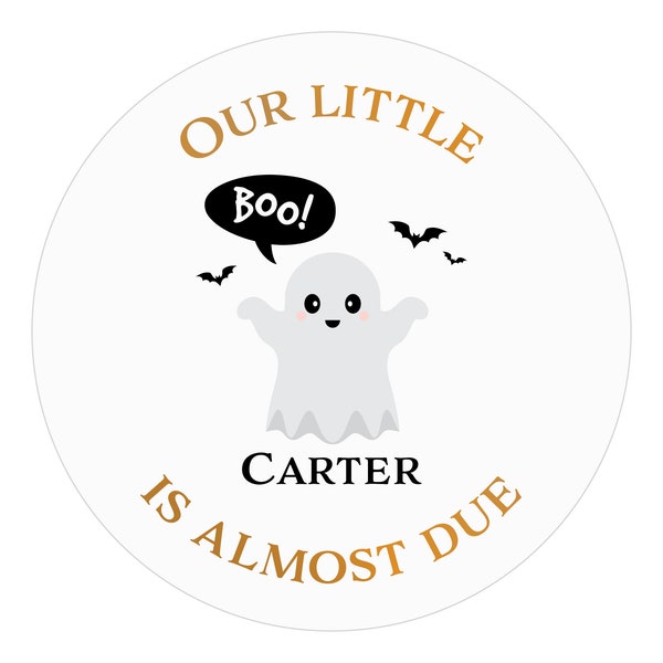 Our Little Boo is Almost Due Baby Shower Favor Stickers, Personalized Favor Labels, Thank you Stickers, Ghost Halloween Theme