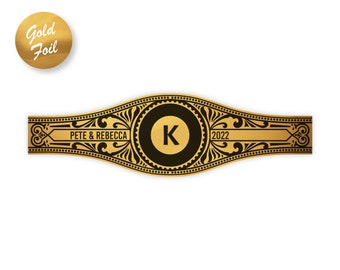 Vintage Gold Foil Cigar Labels, Personalized Cigar Sticker Wrappers, 20 labels