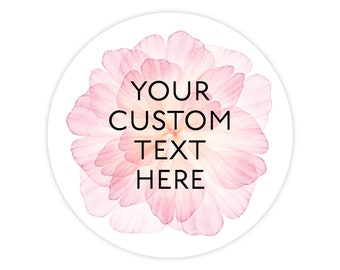 Custom Flower Stickers  - Pink Floral - Circle, Round, Square - Waterproof - 1.5" - 10"