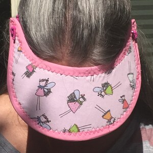 Sun Visor, Sweet Pink Visor, Reversible Visor, Adjustable Visor, Cloth Visor, Washable Visor, Lightweight Visor, Travel Visor, Outdoor Visor
