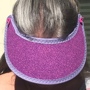 Fun Sun Visor, Purple-Lavender Visor, Cloth Visor, Reversible Visor, Adjustable Visor, Washable Sun Visor, Lightweight Visor, Travel Visor