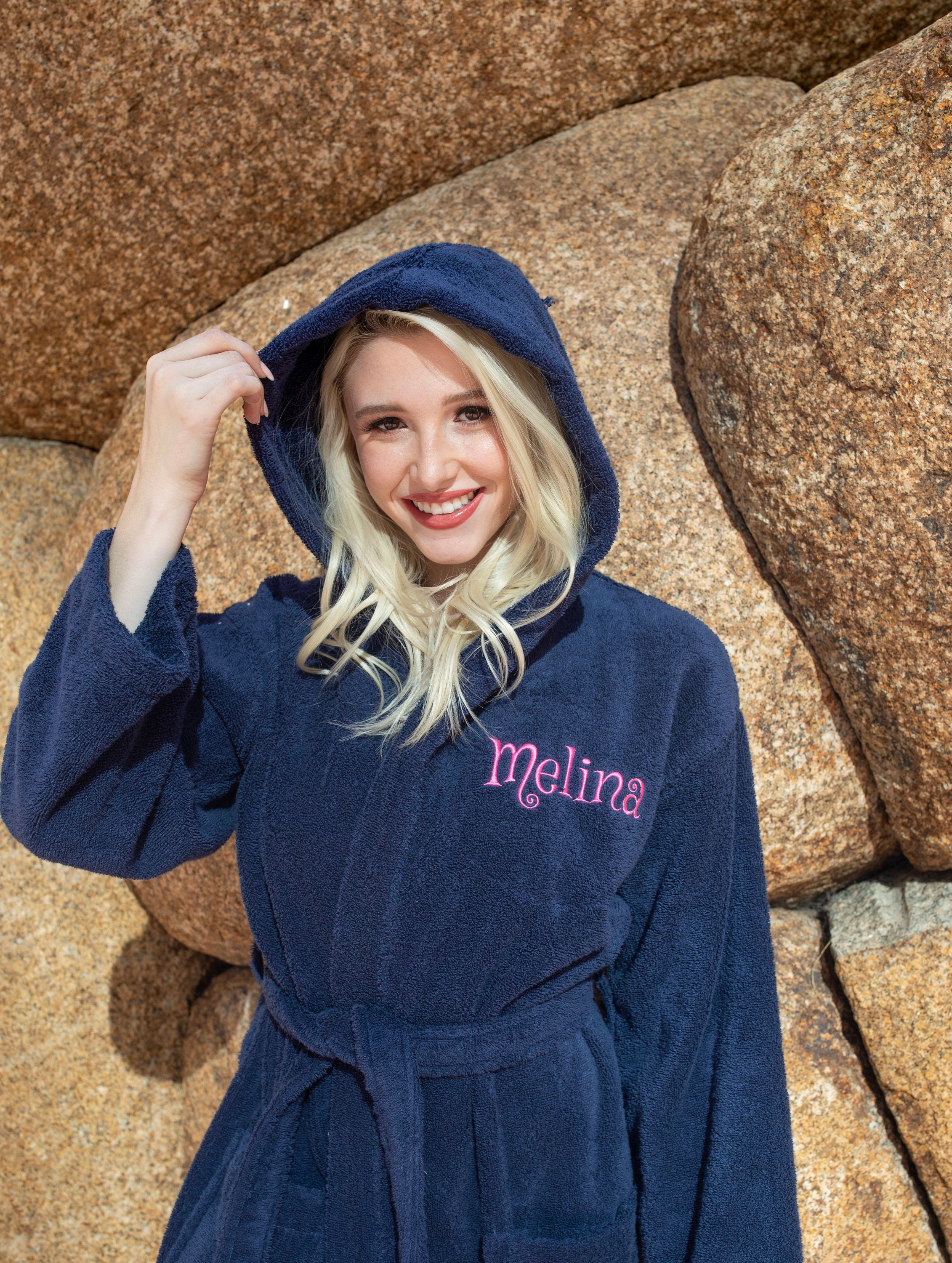 Personalized Hooded Terry Bath Robe Monogrammed Bath Robe Etsy