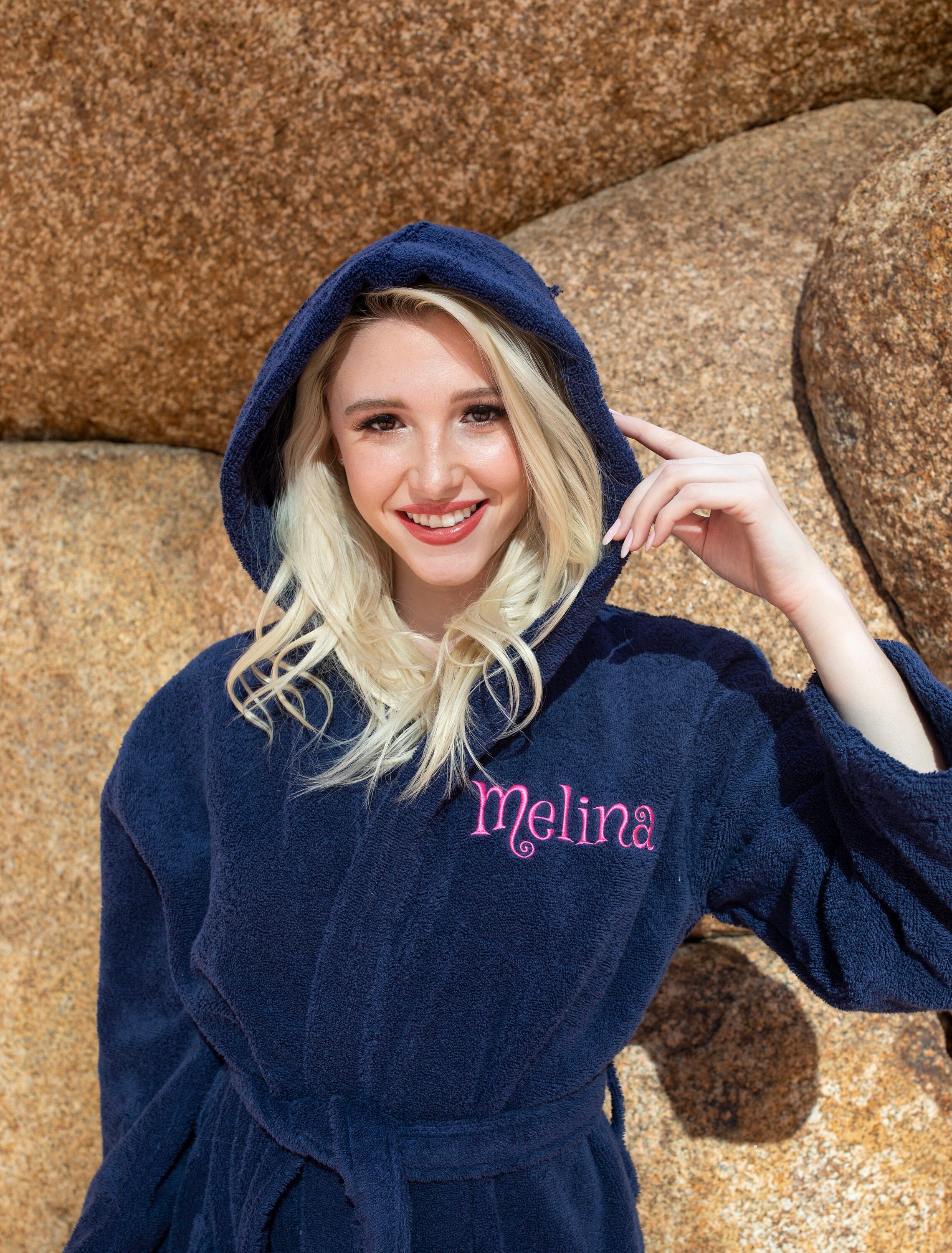 Personalized Hooded Terry Bath Robe Monogrammed Bath Robe Etsy