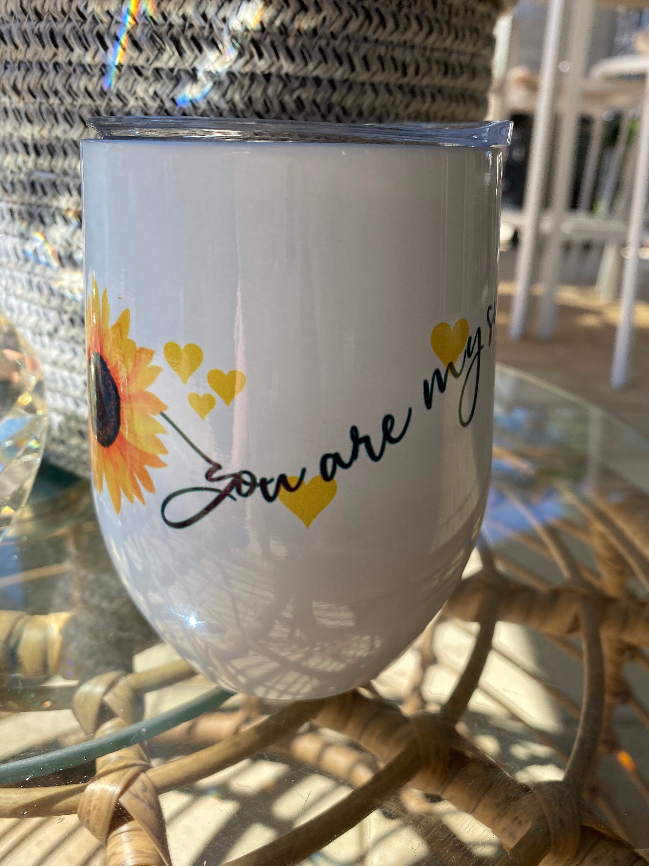 Sunflower Insulated wine tumbler metal wine tumbler outdoor Etsy