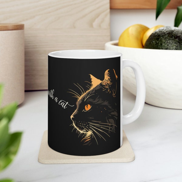 Life is Better with a Cat" Mug - Cute Cat Design for Cat Lovers