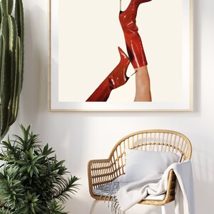 Bottoms Up Art Print | Red Boot Martini Wall Art | Bar Cart Art | Femme Fatale | Cherry Girl Art Print | NYC Aesthetic | Trendy Art Print |