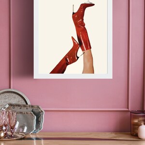 Bottoms Up Art Print | Red Boot Martini Wall Art | Bar Cart Art | Femme Fatale | Cherry Girl Art Print | NYC Aesthetic | Trendy Art Print |