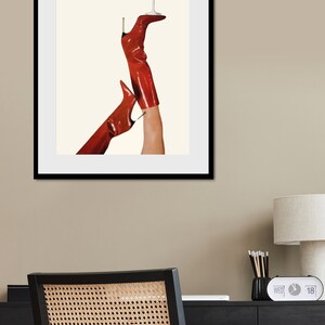 Bottoms Up Art Print | Red Boot Martini Wall Art | Bar Cart Art | Femme Fatale | Cherry Girl Art Print | NYC Aesthetic | Trendy Art Print |
