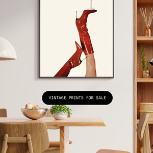 Bottoms Up Art Print | Red Boot Martini Wall Art | Bar Cart Art | Femme Fatale | Cherry Girl Art Print | NYC Aesthetic | Trendy Art Print |