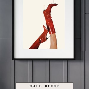 Bottoms Up Art Print | Red Boot Martini Wall Art | Bar Cart Art | Femme Fatale | Cherry Girl Art Print | NYC Aesthetic | Trendy Art Print |