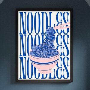 Funky Retro Noodles Bowl Druck • Ramen Poster Kunstdruck • Asiatisches Essen Küche Wandkunst • Fettschrift Nudel Wanddekor • Ästhetisches Essen Poster