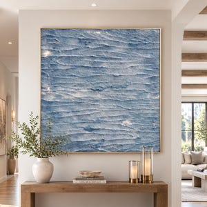 Große Original abstrakte Malerei blau Malerei auf Leinwand abstrakte tief blau Malerei schwarz und weiß Malerei Wandmalerei für Wohnzimmer