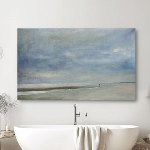 Sky And Sea Painting beach Abstract acrylic Painting Original Abstract Coastal painting Landscape Canvas Art Large White Cloud Painting