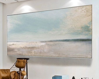 Large Beach Painting Cloud Painting Abstract Landscape Painting Gold Coast Painting, idal Wave Painting Sky And Sea Painting,office painting