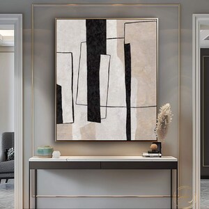 Beige Abstract Painting on Canvas: Wabi-Sabi Texture Wall Art
