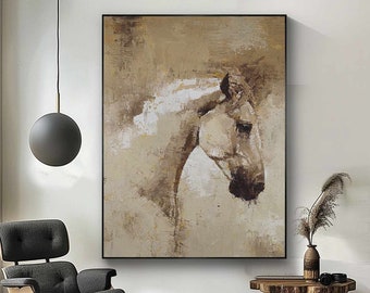 Getextureerd paard olieverfschilderij op canvas - grote originele dierenkunst