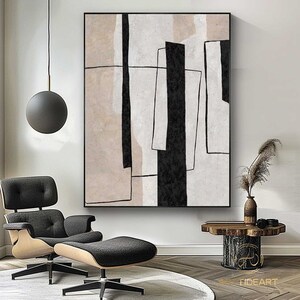 Abstrakte Malerei Beige: Moderne minimalistische Kunst
