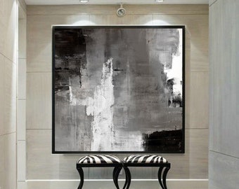 Large Abstract Black And White Art Original Abstract Painting Black Canvas Art Grey Painting Texture Canvas Art Contemporary Art Painting