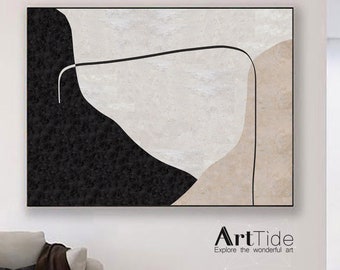 Minimalist Wabi Sabi Painting: Beige Textured Wall Art on Canvas