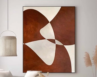 Wabi Sabi Texture Painting: Large Reddish Brown Minimalist Art