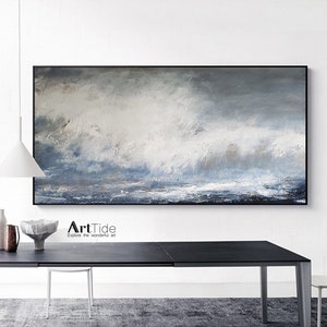 Large Ocean Abstract Painting Blue Ocean Abstract Painting Sea Wave Original Abstract Canvas Oil Painting Sky Abstract Landscape Painting