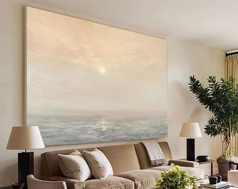 Large ocean sunset painting coastal painting Large wall art ocean painting beach painting big sea abstract painting landscape painting art