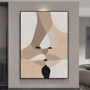 Beige Minimalist Painting Beige and White Painting Beige abstract Painting Living Room DecorTextured Painting black and white abstract art