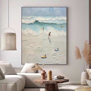 The Beach Joys Wall Art Dipinto a mano, dipinto extra large, pesante e strutturato, spatola, tavolozza, dipinto di spiaggia, astratto, mare, arte murale, arte contemporanea