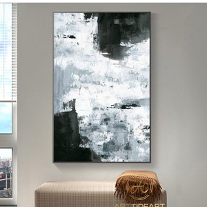 green and white shades classic /& modern home d\u00e9cor brown Abstract art in black Extra large canvas PRINT of painting Grand gesture