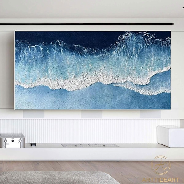 Paysage original de ciel peignant la mer bleue profonde Abstraite Mer Niveau d'huile abstrait Etoire Peinture d'huile abstraite Peinture