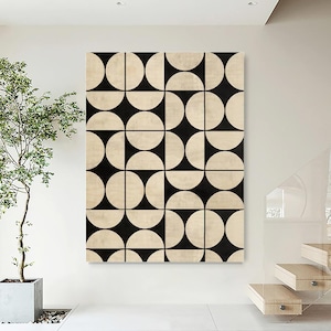 Pintura en blanco y negro, pintura mural beige, arte mural Wabi sabi, arte mural blanco y beige, arte abstracto minimalista en blanco y negro, pintura Wabi sabi