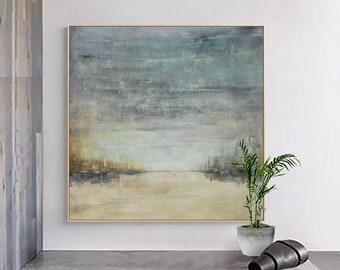 ocean sunset painting beach acrylic painting Large Sky Landscape Painting Large Sky and Sea Painting canvas painting for living room