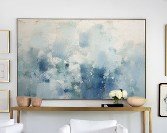 Huge Blue Painting Canvas Mark Rothko Style Painting Blue Wall Art Minimalist Art Wall Hanging Decor Commission Artwork Customized Painting