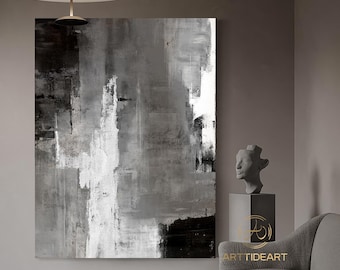 Oversized Abstract Painting on Canvas, Abstract Art Canvas Painting Minimalist Art Black and White Painting abstract black white art canvas