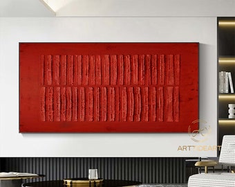 3D texutred pure red art beige darkred textured wall art textured canvas art 3d red textured painting crimson minimalist painting art