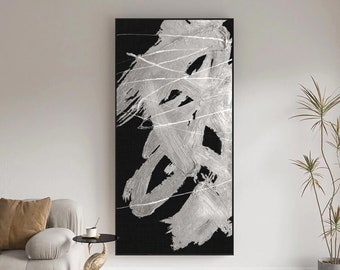 Large Minimalist Art Original Silver Texture Art Painting Silver textured Painting Silver Abstract Painting Large Wall Art Living Room Art