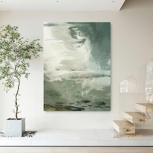 Large Green minimalism painting green wall art green canvas painting green abstract art green canvas wall art green abstract painting