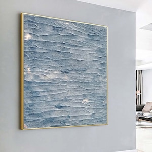 3D blue textured art Large Blue Wall Art Blue Abstract Painting Contemporary Minimalist Wall Art Modern Abstract Art Blue Canvas Painting