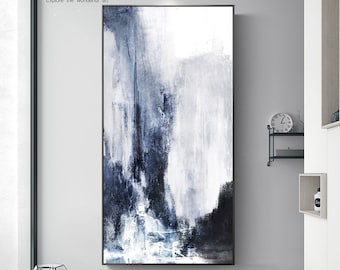 Original Blue White Large Abstract Painting,Modern Abstract painting,Blue Oil Hand Painting,Office Wall Art,Original Abstract,Textured Art