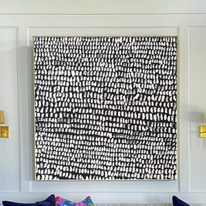 Toile texturée blanche, noir et blanc, art mural abstrait minimaliste, grande décoration murale moderne wabi sabi, peinture abstraite noir et blanc