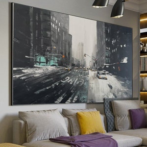 Large City abstract painting art New York painting cityscape painting large canvas art abstract skyline urban abstract painting on canvas