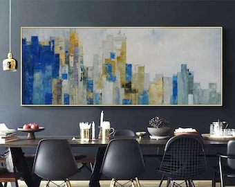 Large City abstract painting art New York painting cityscape painting large canvas art abstract skyline urban abstract painting on canvas