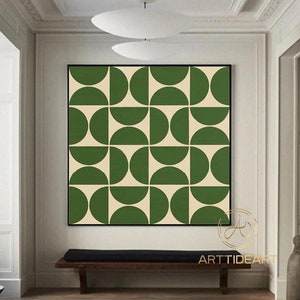 Green Abstract Painting Green Minimalist Painting Beige Wall Art Green Abstract Painting on Canvas Beige Abstract Art Modern Geometric Art