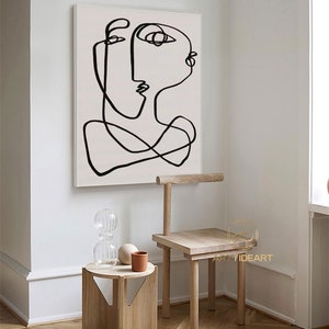 Oversized Line Abstract Painting Minimalist Painting Living Room Decor ...