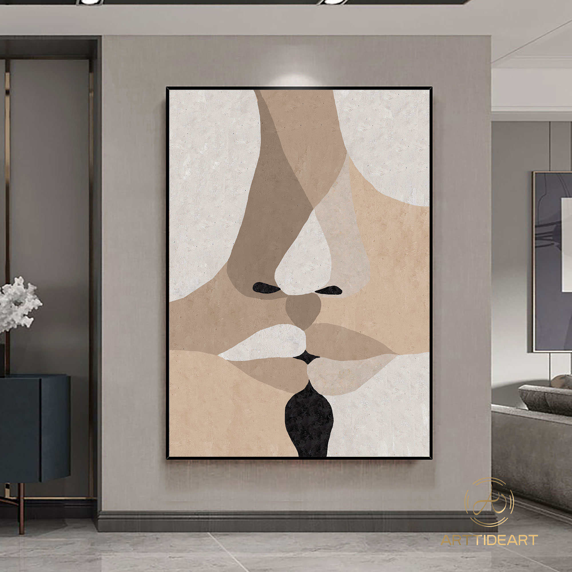 Beige Minimalist Painting Beige and White Painting Beige Etsy