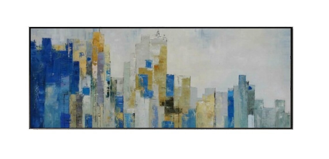 Large City Abstract Painting Large Urban Abstract Painting Etsy
