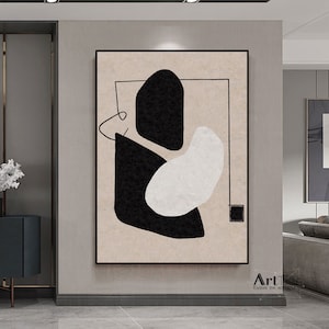 Beige and White Painting black and white abstract art Beige Minimalist Painting  Beige abstract Painting Living Room DecorTextured Painting